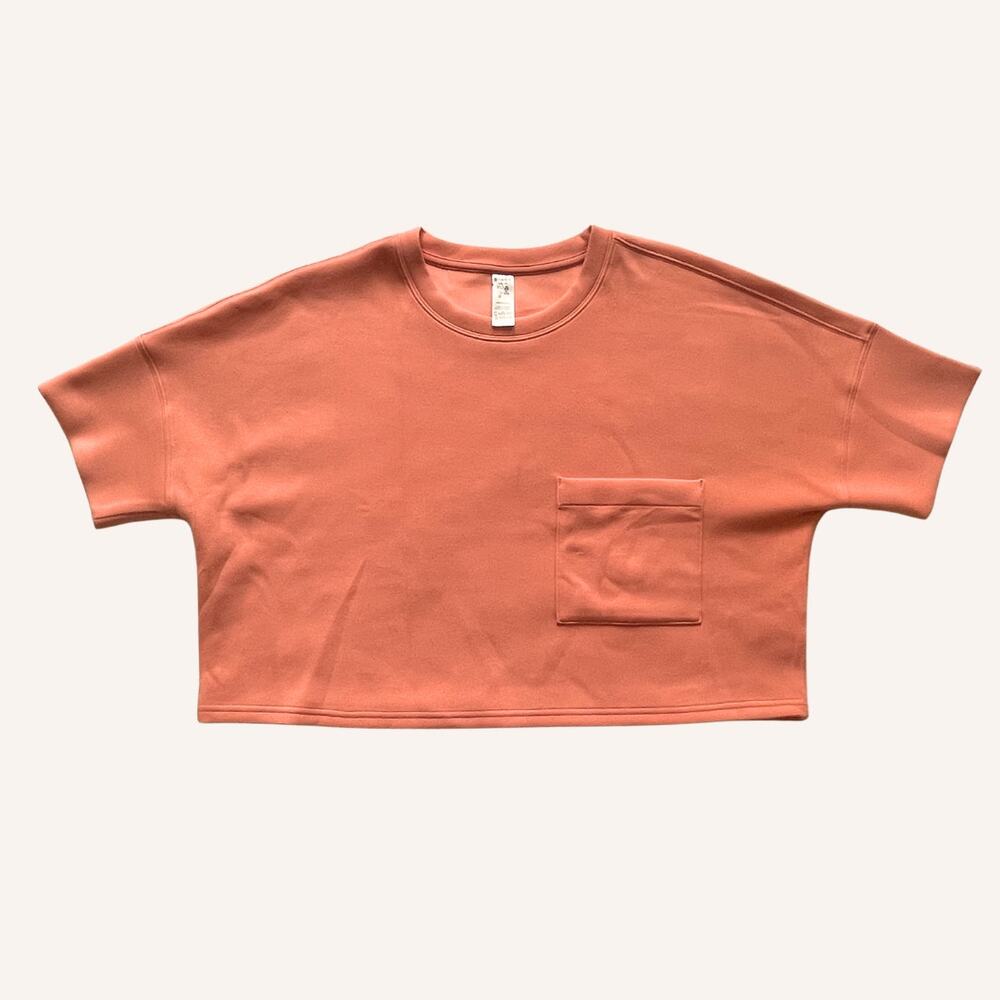 SPANX sweatshirt, cropped short sleeve, creamsicle orange super soft size L